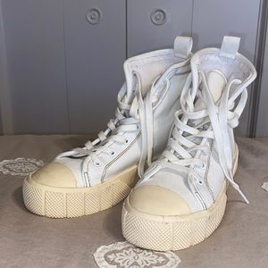Zara high top white and beige sneakers